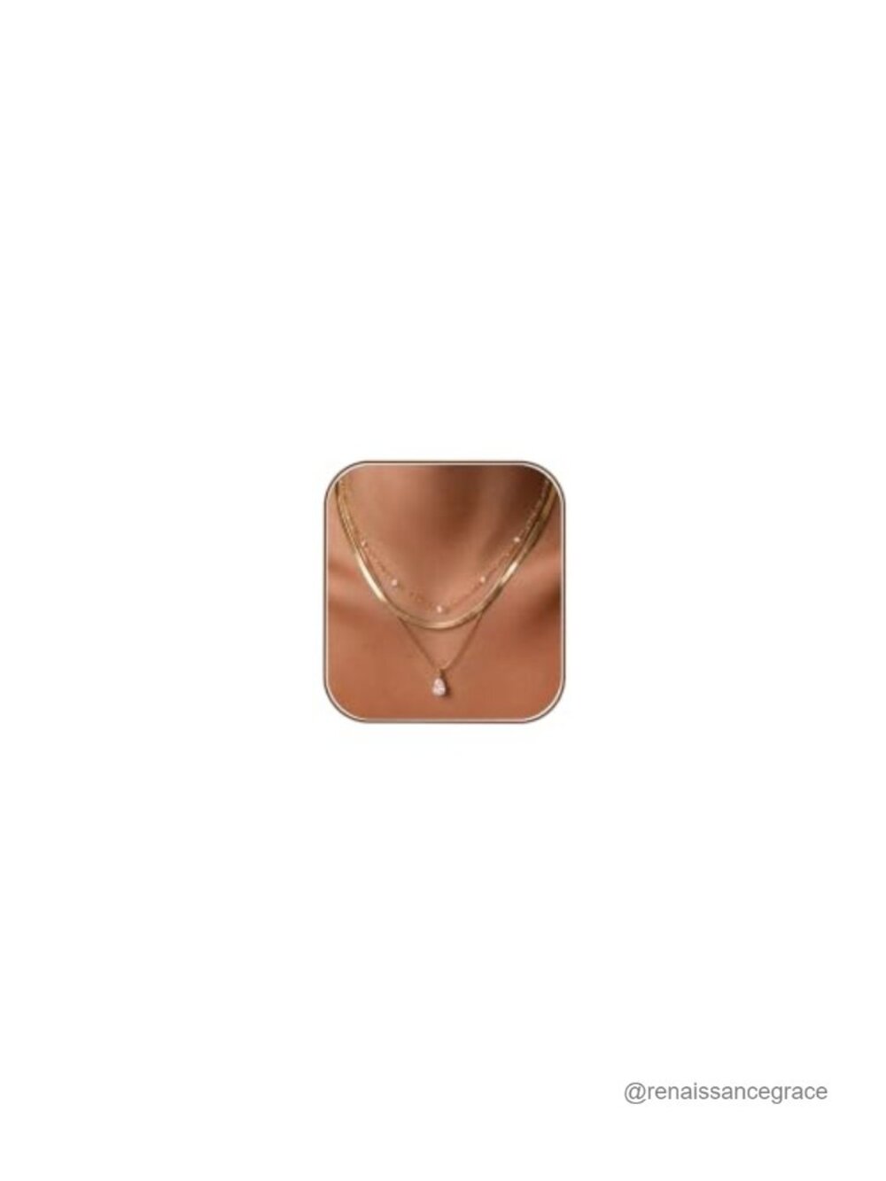 14K Gold Plated Cubic Zirconia Layered Necklace Set for Women, Teardrop